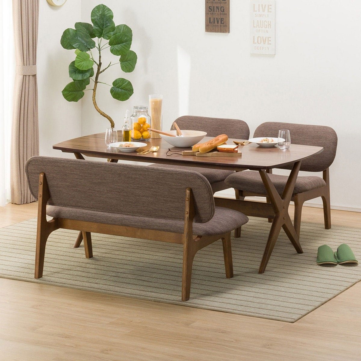 ダイニングテーブルセット ニトリ テーブル＋リビングチェア2点セット