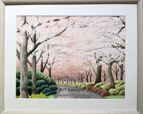 田園風景 水彩画 額装済み 原画 F6サイズ 田園風景 水彩画 額装済み F6