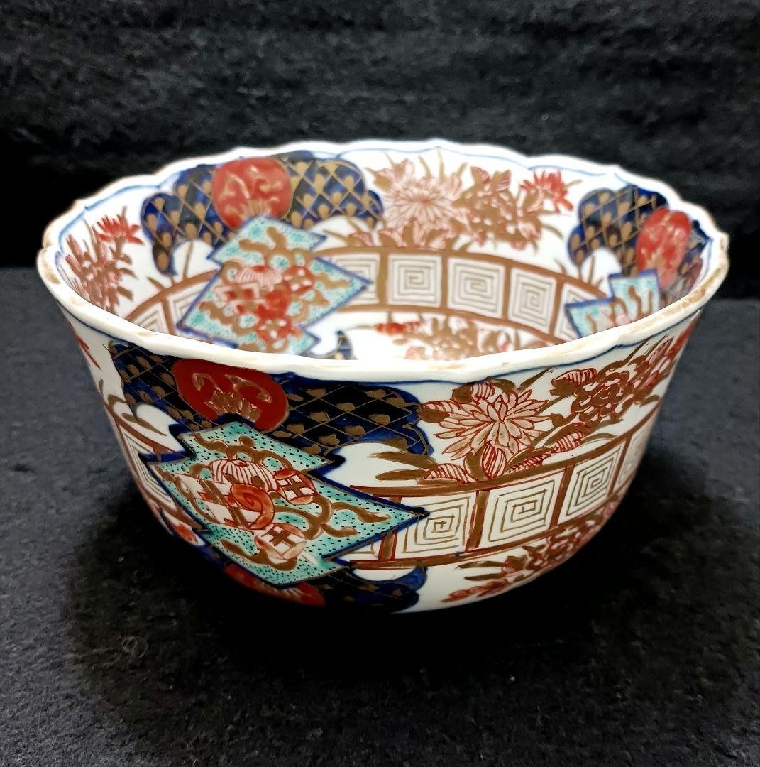 Y2802 古伊万里 富貴長春 金彩色絵 鉢 直径14㎝　FF 古伊万里 富貴長春