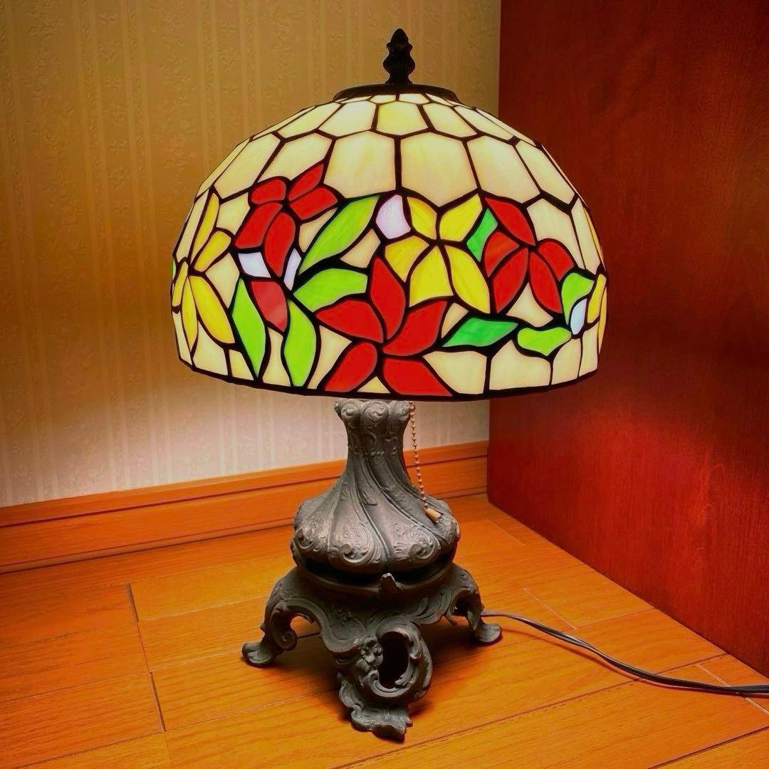 花柄ステンドグラスランプ ステンドグラスランプ 花柄 アンティーク調 E17 40W