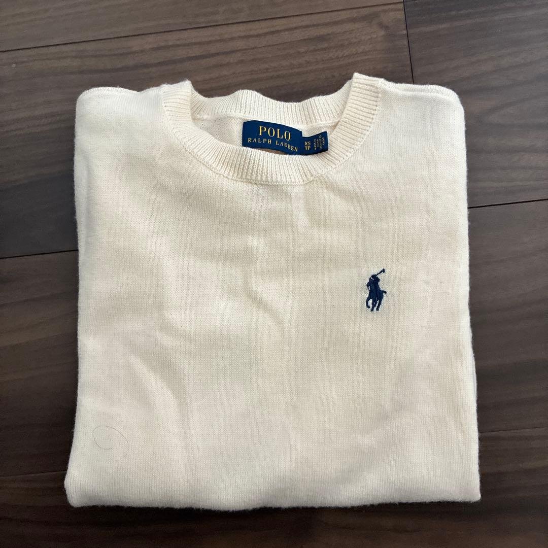 POLO RALPH LAUREN アイボリー 長袖セーター XS ウール100 POLO RALPH LAUREN（ポロ・ラルフローレン） セーター ニット ケーブル